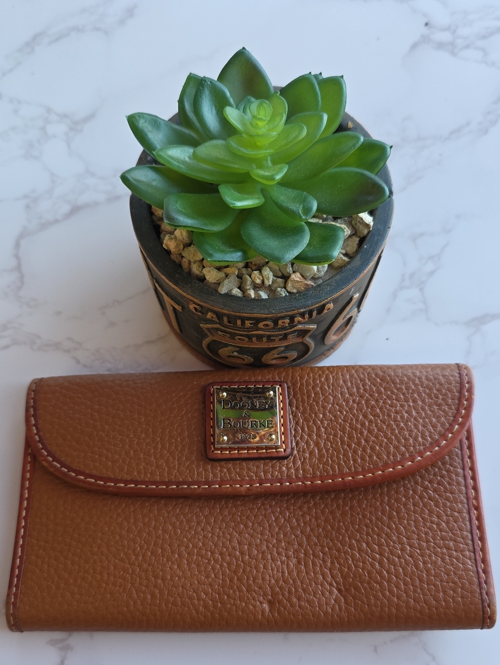 Dooney & Bourke Cognac Brown Pebbled Leather Wallet